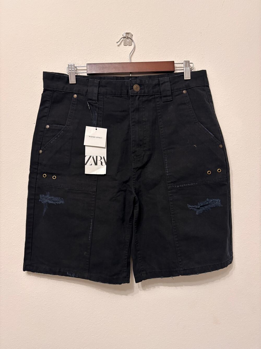 NWT Zara Washed Effect Bermuda Shorts Sz 30 $56 MSRP